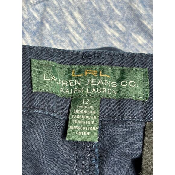 Lauren Jeans Co Capri Pants Womens Size 12 Straight Blue Mid Rise Belted - Picture 3 of 9